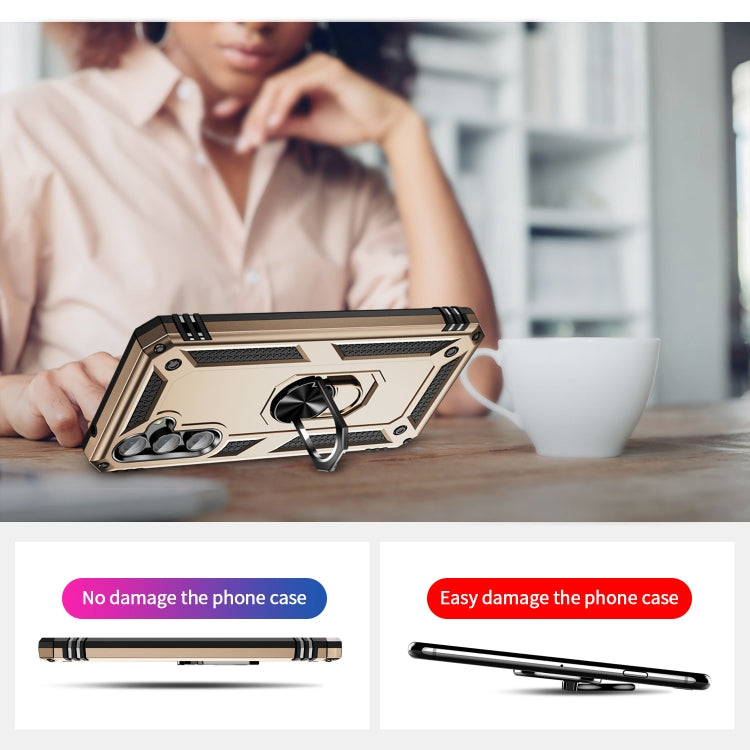 For Samsung Galaxy A54 Shockproof TPU + PC Phone Case with Holder(Gold) - free shipping - PMC TechLife - Order now!