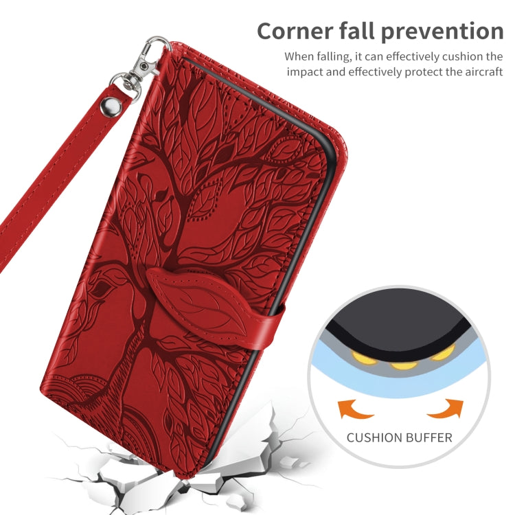 For Xiaomi Poco X5 Life Tree Embossing Pattern Leather Phone Case(Red) - free shipping - PMC TechLife - Order now!