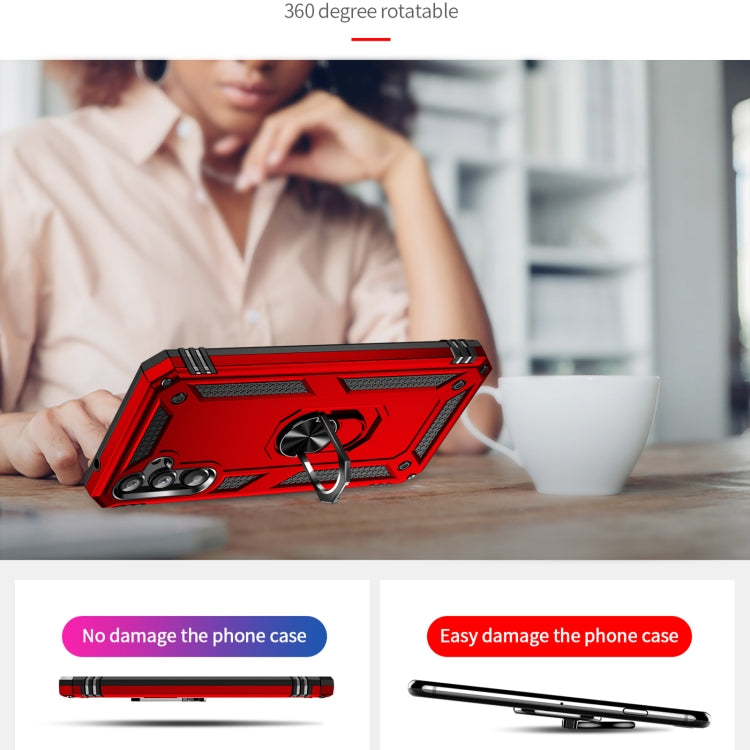For Samsung Galaxy A34 Shockproof TPU + PC Phone Case with Holder(Red) - free shipping - PMC TechLife - Order now!