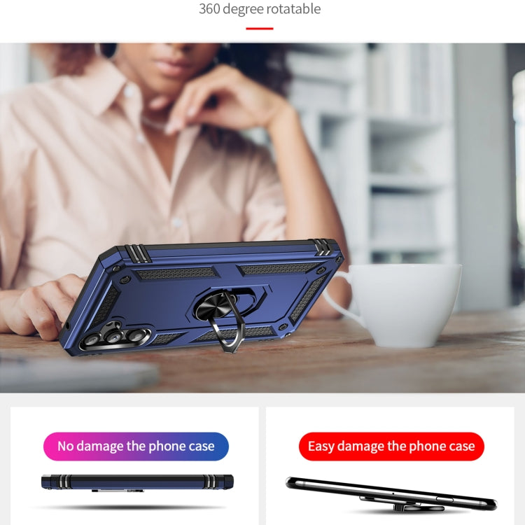 For Samsung Galaxy A34 Shockproof TPU + PC Phone Case with Holder(Blue) - free shipping - PMC TechLife - Order now!