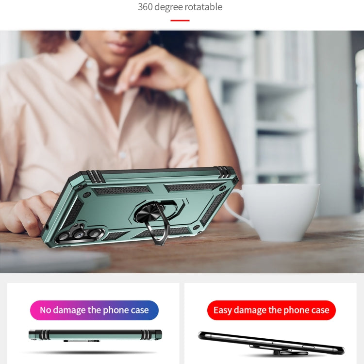 For Samsung Galaxy A34 Shockproof TPU + PC Phone Case with Holder(Dark Green) - free shipping - PMC TechLife - Order now!