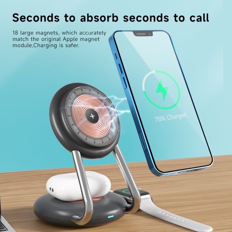 N21 15W 3 in 1 Transparent Magnetic Wireless Charger(Black) - by PMC TechLife | Online Shopping South Africa | PMC TechLife