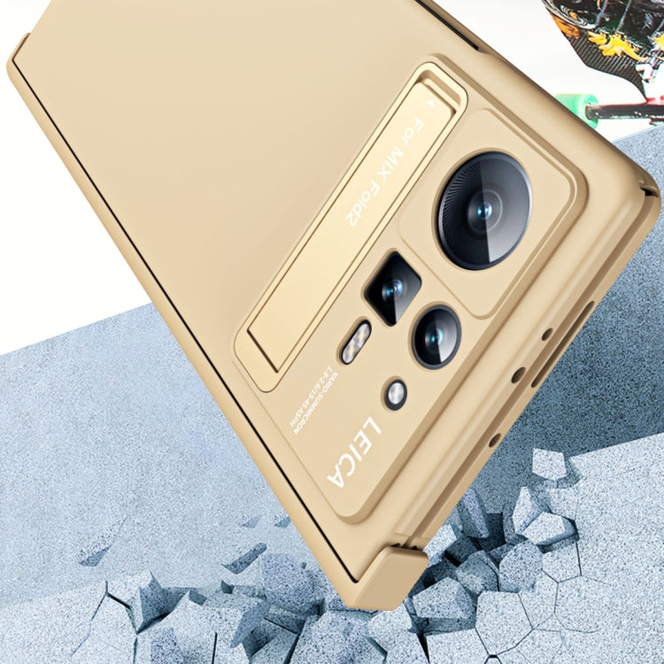 For Xiaomi Mix Fold 2 Macaron Hinge All-inclusive Folding Phone Case with Stand(Dark Green) - Xiaomi Cases by PMC TechLife | Online Shopping South Africa | PMC TechLife