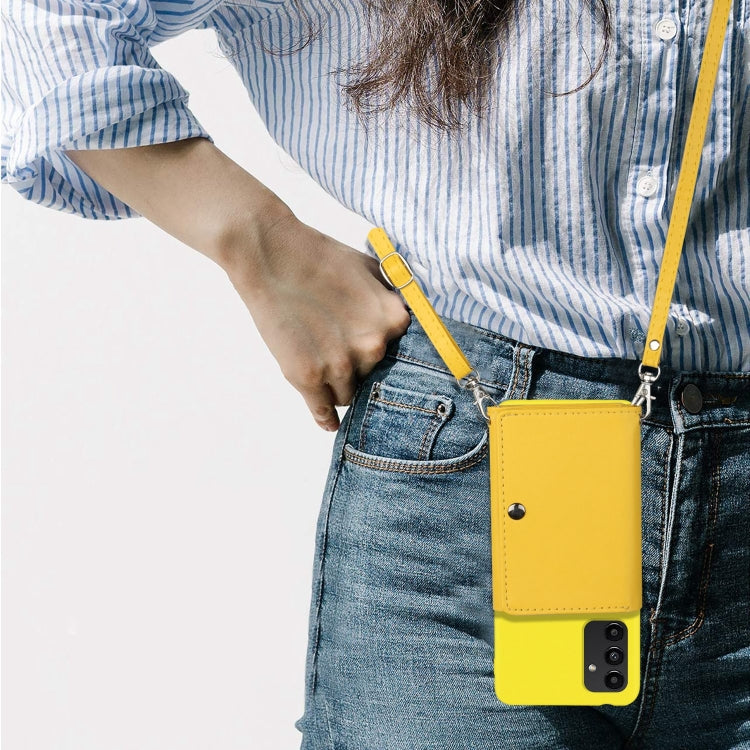 For Samsung Galaxy A14 5G Crossbody Lanyard Wallet Card Bag Phone Case(Yellow) - free shipping - PMC TechLife - Order now!