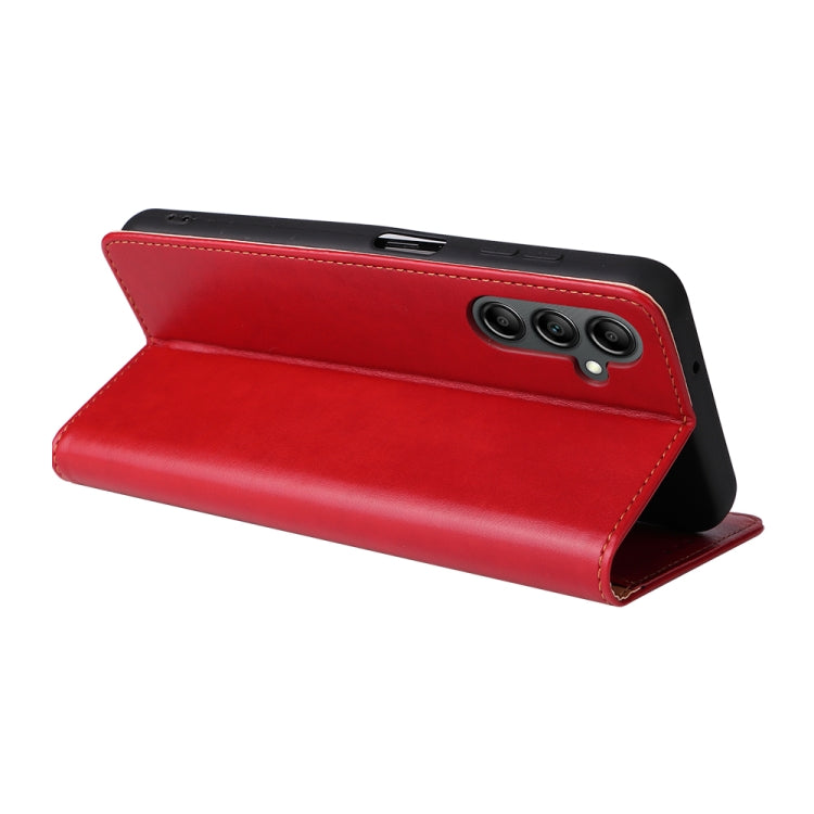 For Samsung Galaxy A14 5G Fierre Shann PU Genuine Leather Texture Leather Phone Case(Red) - free shipping - PMC TechLife - Order now!