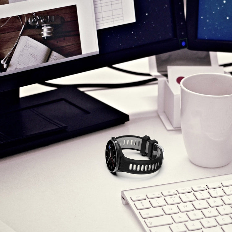 For Amazfit GTR Mini 20mm Cross Texture Two Color Silicone Stainless Steel Buckle Watch Band(Green Black) - by PMC TechLife | Online Shopping South Africa | PMC TechLife