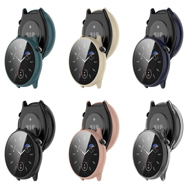 For Amazfit GTR Mini PC + Tempered Film Integrated Watch Protective Case(Ink Blue) - by PMC TechLife | Online Shopping South Africa | PMC TechLife