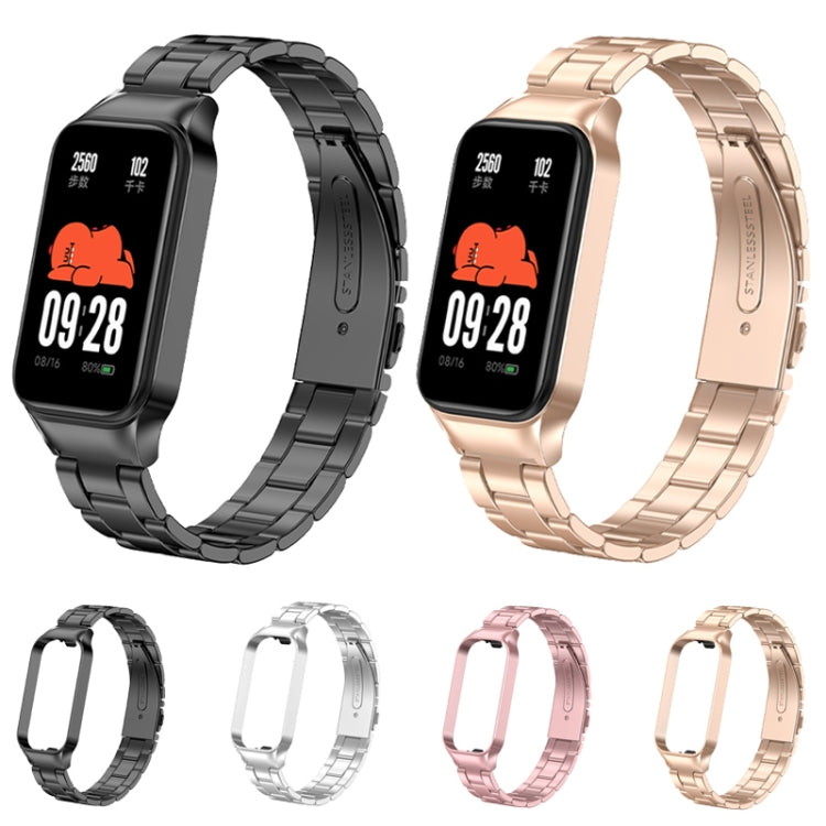 For Redmi Band 2 Three-bead Metal Watch Band(Rose Pink) - Smart Wear by PMC TechLife | Online Shopping South Africa | PMC TechLife