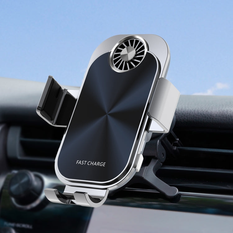 For Samsung Galaxy Z Flip4 / 3 C36 Fan Cooling Dual Coil Car Phone Holder Wireless Charger - Wireless Charger Holders by PMC TechLife | Online Shopping South Africa | PMC TechLife