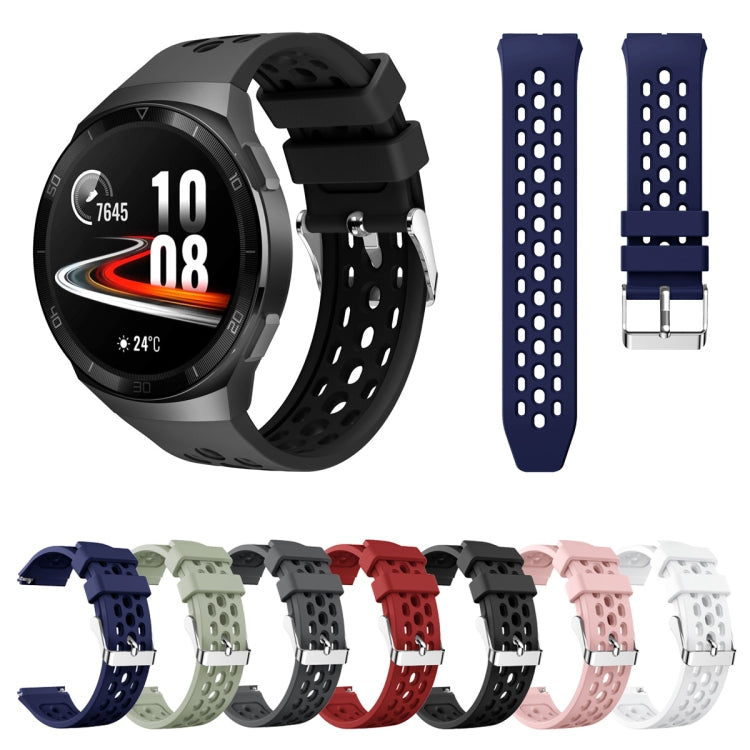 For Huawei Watch GT 2e Solid Color Round Hole Silicone Watch Band(White) - Smart Wear by PMC TechLife | Online Shopping South Africa | PMC TechLife