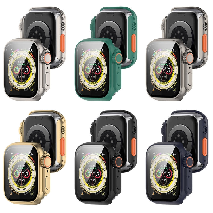 For Apple Watch Series 8 & 7 41mm Tempered Film + PC Integrated Watch Protective Case(Starlight Color) - Watch Cases by PMC TechLife | Online Shopping South Africa | PMC TechLife