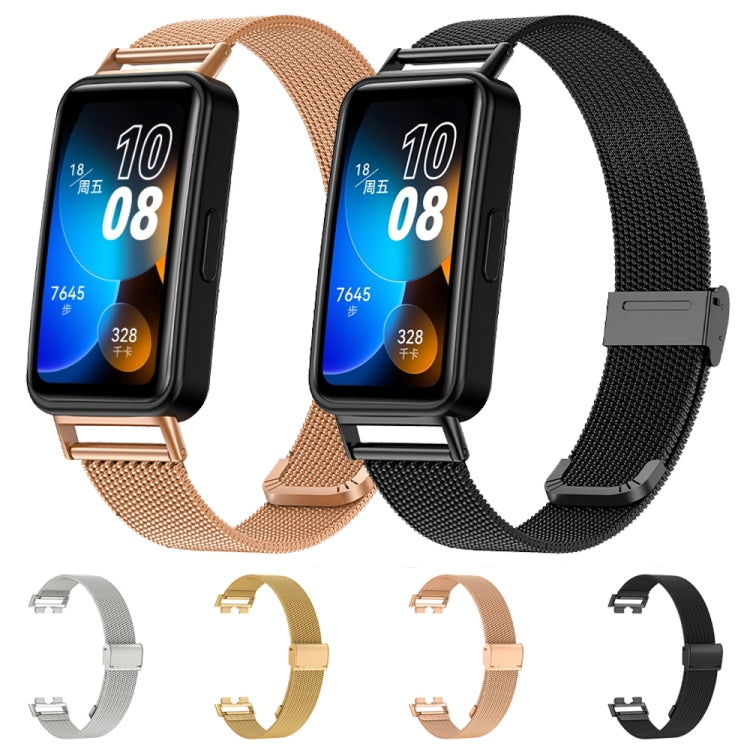 For Huawei Band 8 16mm Milan Stainless Steel Metal Mesh Watch Band(Rose Gold) - by PMC TechLife | Online Shopping South Africa | PMC TechLife