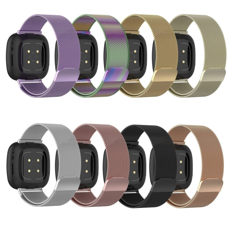 For Fitbit Versa 4 Milanese Magnetic Metal Weave Watchband, Small Size(Pink) - Watch Bands by PMC TechLife | Online Shopping South Africa | PMC TechLife