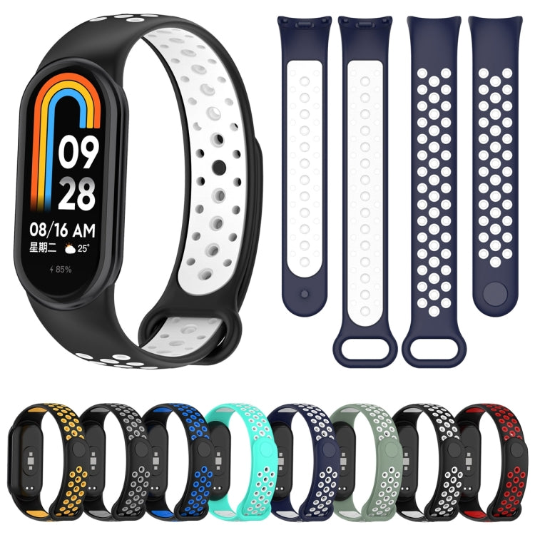 For Xiaomi Mi Band 8 Sports Two Color Silicone Watch Band(Black Blue) - by PMC TechLife | Online Shopping South Africa | PMC TechLife