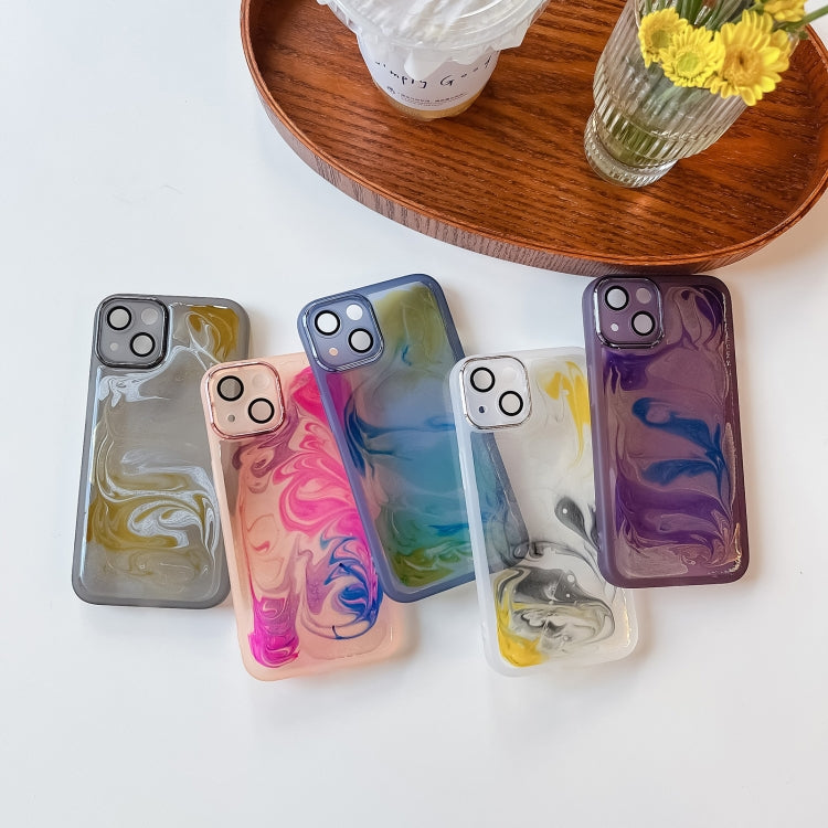 For iPhone 13 Oil Painting Electroplating TPU Phone Case(Purple) - iPhone 13 Cases by PMC TechLife | Online Shopping South Africa | PMC TechLife