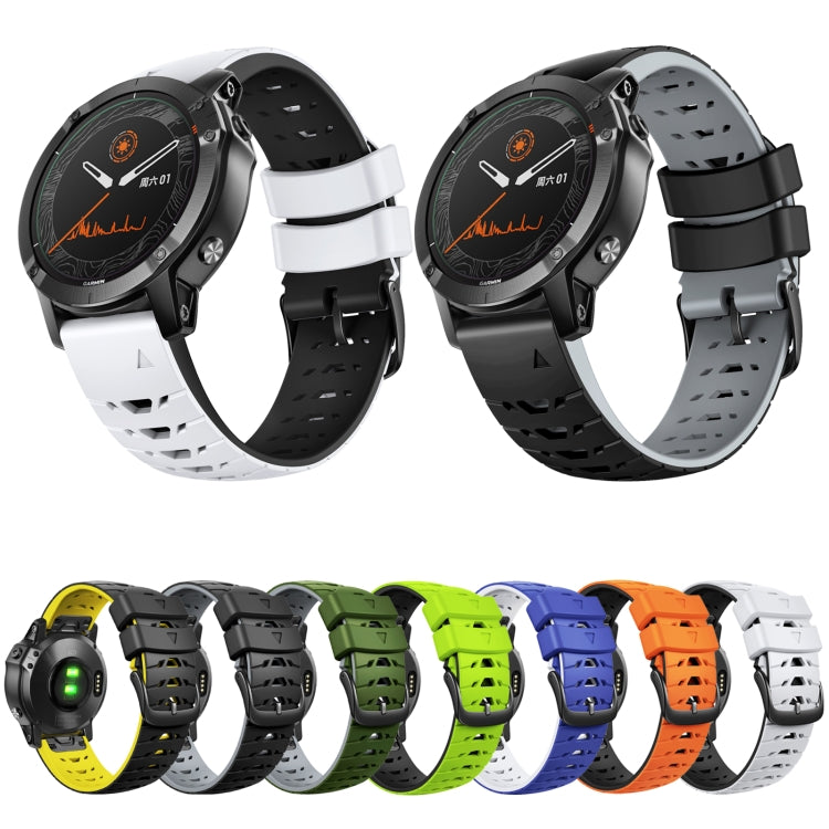 For Garmin Fenix 7 22mm Trapezoidal Quick Release Silicone Watch Band(Black Yellow) - by PMC TechLife | Online Shopping South Africa | PMC TechLife