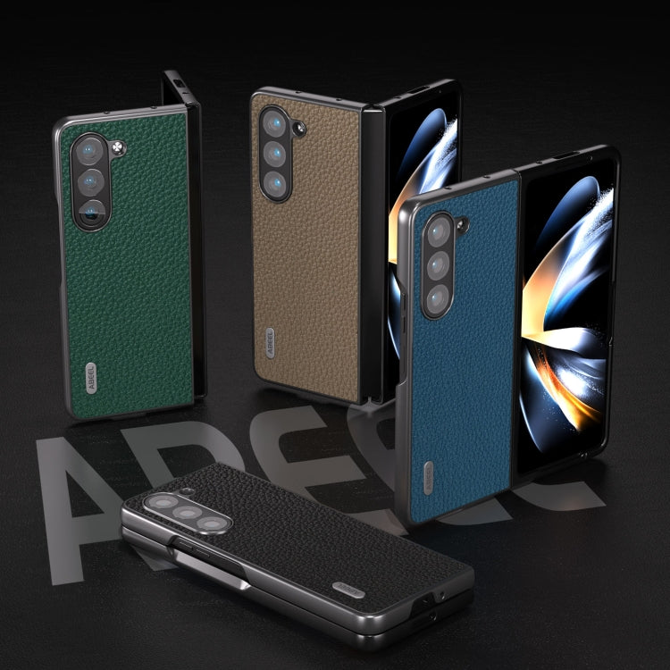 For Samsung Galaxy Z Fold5 ABEEL Genuine Leather Litchi Texture Phone Case(Grey) - free shipping - PMC TechLife - Order now!