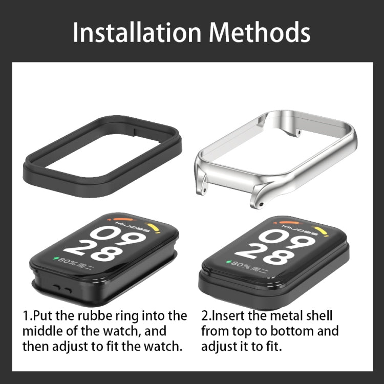 For Xiaomi Smart Band 8 Active / Redmi Band 2 Mijobs Metal Shell + Milan Magnetic Metal Watch Band(Silver) - Watch Bands by MIJOBS | Online Shopping South Africa | PMC TechLife | Buy Now Pay Later Mobicred