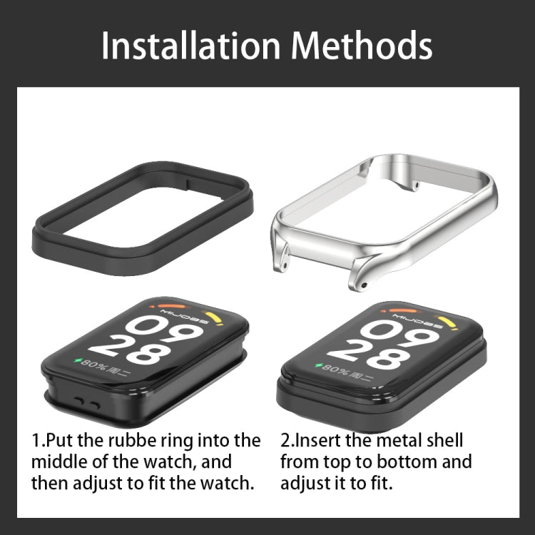 For Xiaomi Smart Band 8 Active / Redmi Band 2 Mijobs Metal Shell + Three-Bead Stainless Steel Watch Band(Black) - free shipping - PMC TechLife - Order now!