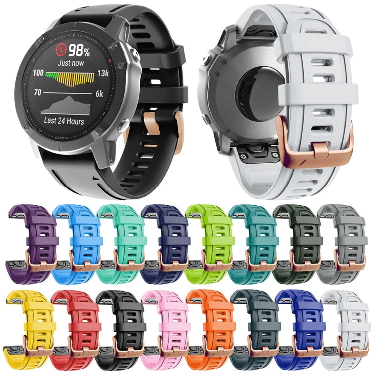 For Garmin Fenix 7S / 6S Pro / 5S Plus 20mm Rose Gold Buckle Silicone Watch Band(Grey) - Watch Bands by PMC TechLife | Online Shopping South Africa | PMC TechLife