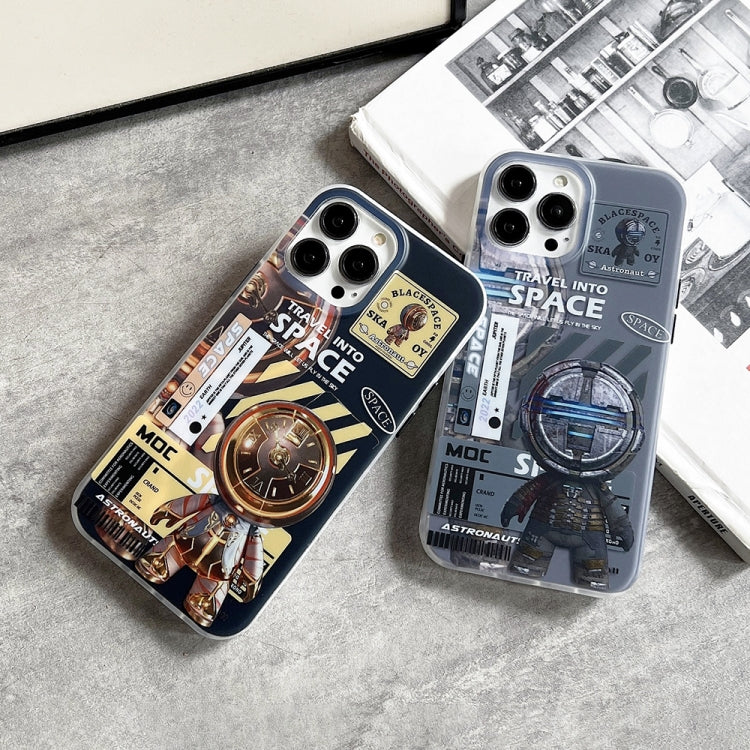 For iPhone 14 Plus Dual-side IMD Astronaut Frosted Phone Case(Black Gold) - free shipping - PMC TechLife - Order now!