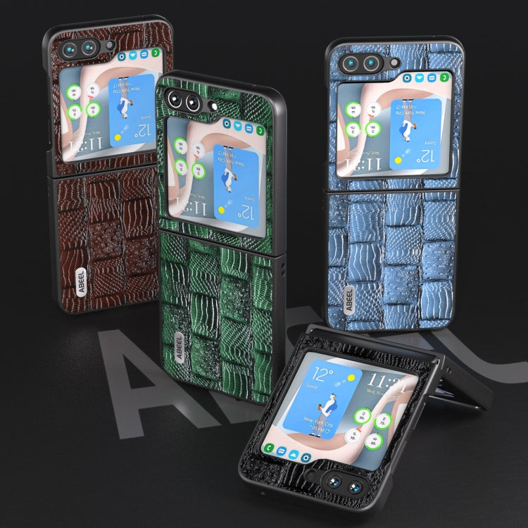 For Samsung Galaxy Z Flip5 ABEEL Genuine Leather Mahjong Texture Series Phone Case(Brown) - free shipping - PMC TechLife - Order now!
