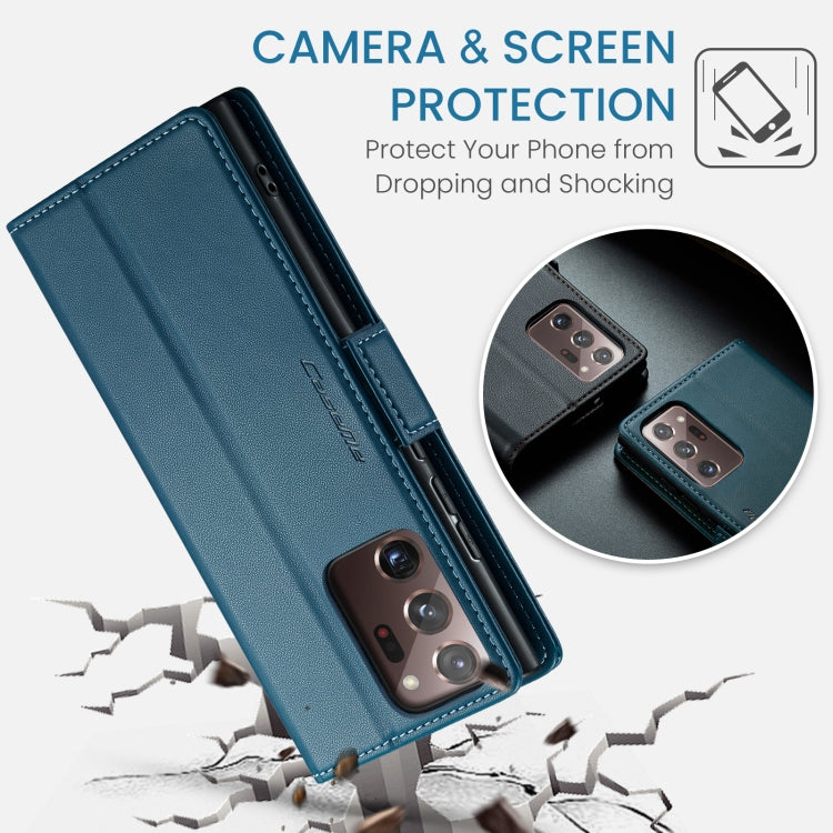 For Samsung Galaxy Note20 Ultra CaseMe 023 Butterfly Buckle Litchi Texture RFID Anti-theft Leather Phone Case(Blue) - free shipping - PMC TechLife - Order now!