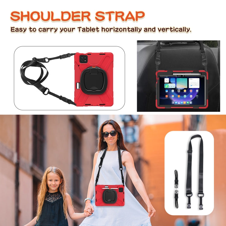 For Xiaomi Pad 6 / 6 Pro Silicone Hybrid PC Tablet Case with Holder & Shoulder Strap(Red) - by PMC TechLife | Online Shopping South Africa | PMC TechLife
