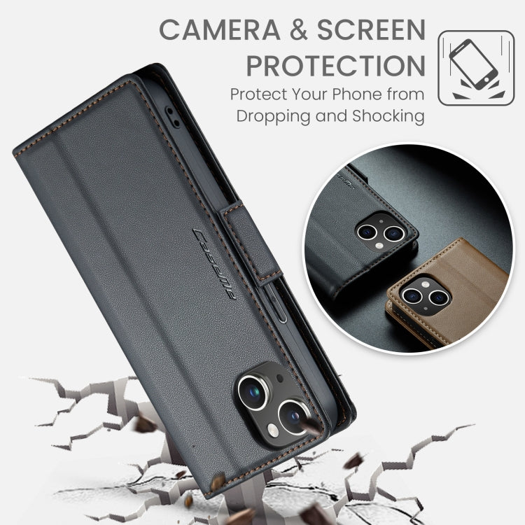 For iPhone 14 Plus CaseMe 023 Butterfly Buckle Litchi Texture RFID Anti-theft Leather Phone Case(Black) - iPhone 14 Plus Cases by CaseMe | Online Shopping South Africa | PMC TechLife | Buy Now Pay Later Mobicred