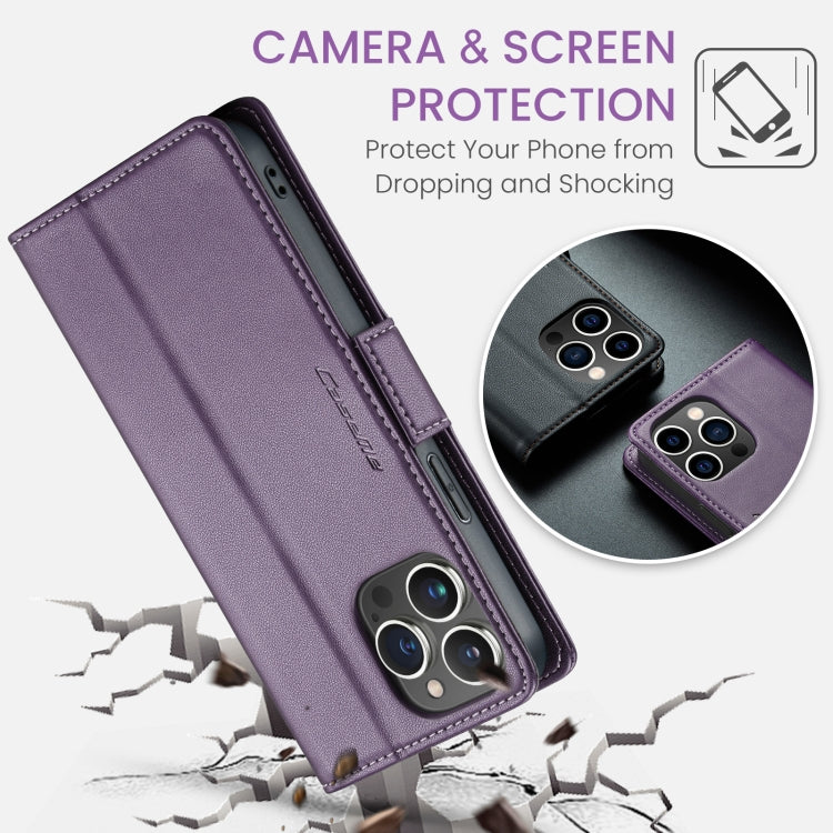 For iPhone 14 Pro Max CaseMe 023 Butterfly Buckle Litchi Texture RFID Anti-theft Leather Phone Case(Pearly Purple) - iPhone 14 Pro Max Cases by CaseMe | Online Shopping South Africa | PMC TechLife | Buy Now Pay Later Mobicred