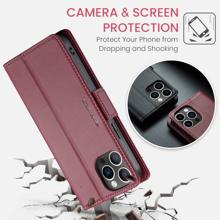 For iPhone 12 Pro Max CaseMe 023 Butterfly Buckle Litchi Texture RFID Anti-theft Leather Phone Case(Wine Red) - iPhone 12 Pro Max Cases by CaseMe | Online Shopping South Africa | PMC TechLife | Buy Now Pay Later Mobicred