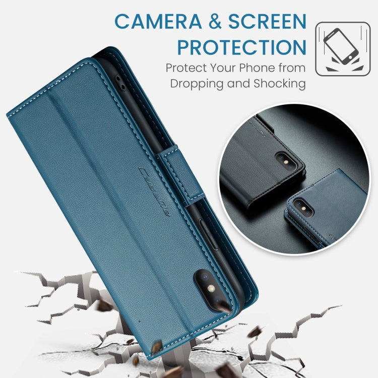 For iPhone XS Max CaseMe 023 Butterfly Buckle Litchi Texture RFID Anti-theft Leather Phone Case(Blue) - More iPhone Cases by CaseMe | Online Shopping South Africa | PMC TechLife | Buy Now Pay Later Mobicred