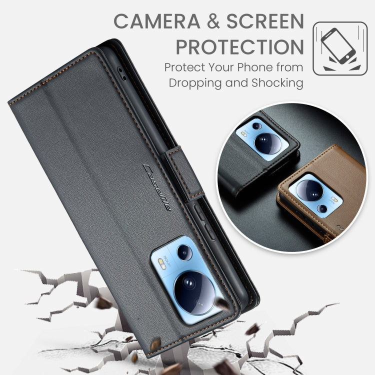 For Xiaomi 13 Lite CaseMe 023 Butterfly Buckle Litchi Texture RFID Anti-theft Leather Phone Case(Black) - free shipping - PMC TechLife - Order now!