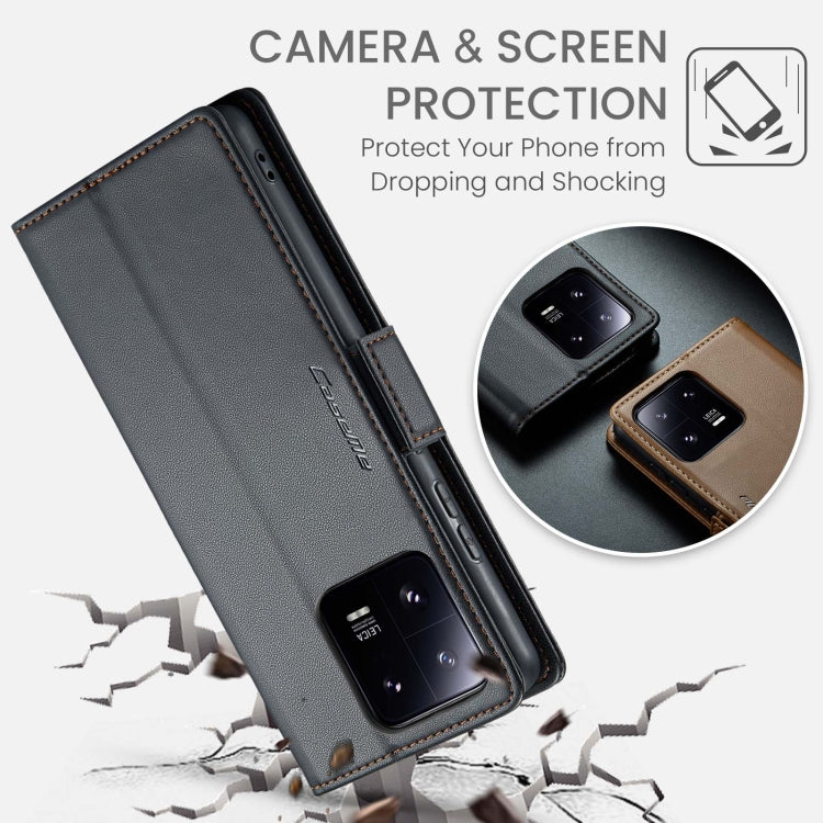 For Xiaomi 13 Pro CaseMe 023 Butterfly Buckle Litchi Texture RFID Anti-theft Leather Phone Case(Black) - free shipping - PMC TechLife - Order now!