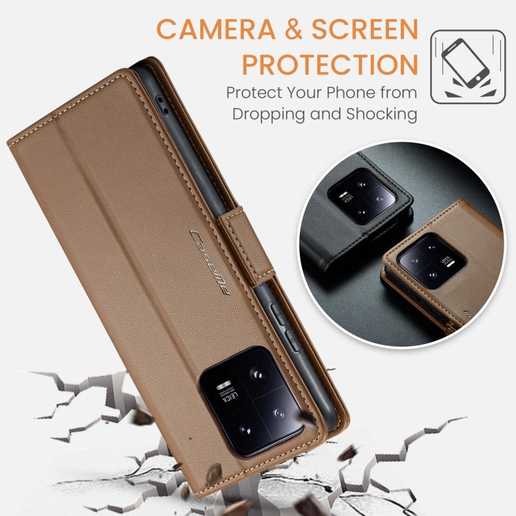 For Xiaomi 13 Pro CaseMe 023 Butterfly Buckle Litchi Texture RFID Anti-theft Leather Phone Case(Brown) - free shipping - PMC TechLife - Order now!