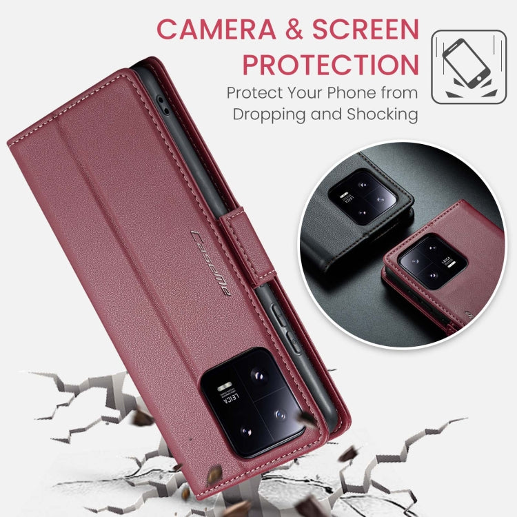 For Xiaomi 13 Pro CaseMe 023 Butterfly Buckle Litchi Texture RFID Anti-theft Leather Phone Case(Wine Red) - free shipping - PMC TechLife - Order now!