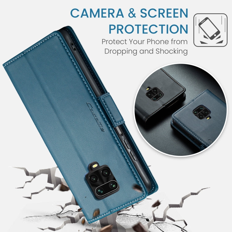 For Xiaomi Redmi Note 9S/Note 9 Pro/Note 9 Pro Max CaseMe 023 Butterfly Buckle Litchi Texture RFID Anti-theft Leather Phone Case(Blue) - free shipping - PMC TechLife - Order now!