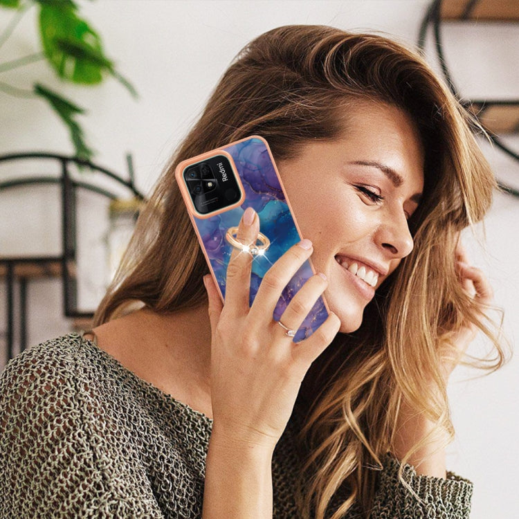 For Xiaomi Redmi 10C Electroplating Marble Dual-side IMD Phone Case with Ring(Purple 016) - free shipping - PMC TechLife - Order now!