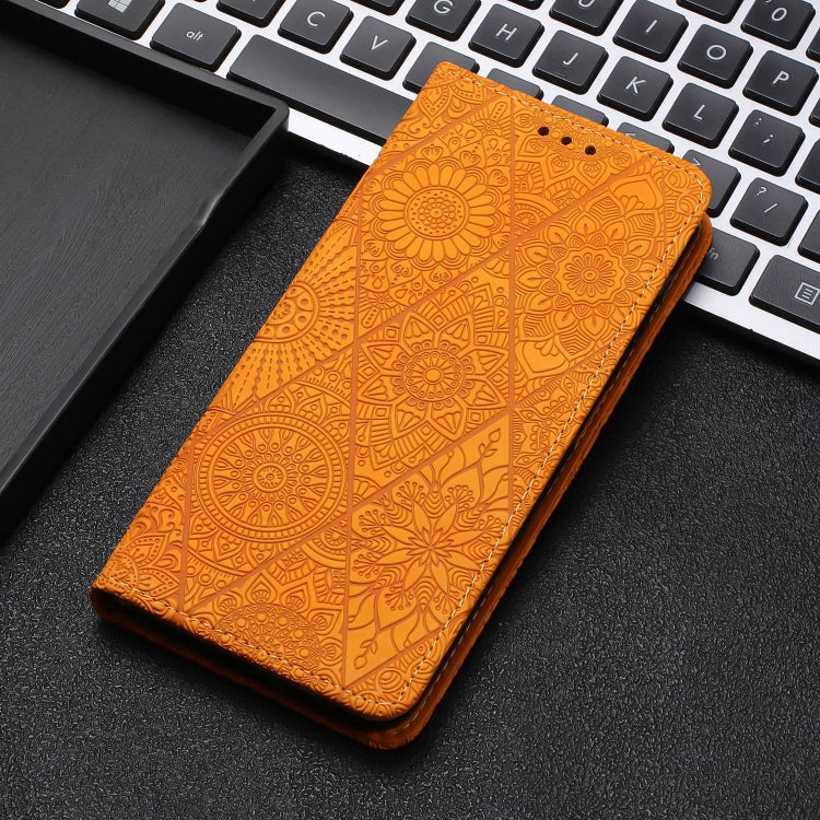 For Xiaomi Redmi 12C Ethnic Embossed Adsorption Leather Phone Case(Yellow) - free shipping - PMC TechLife - Order now!