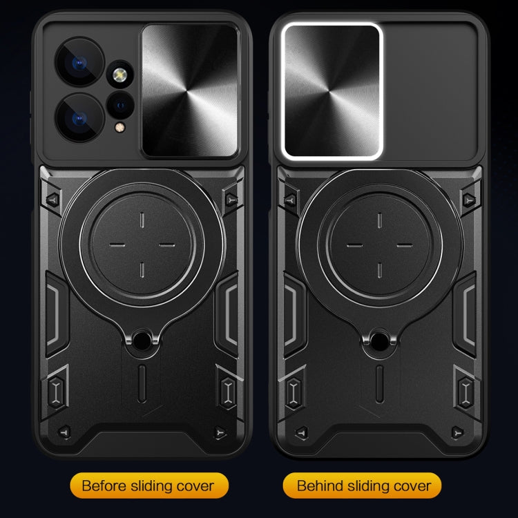 For Xiaomi Redmi Note 12 4G CD Texture Sliding Camshield Magnetic Holder Phone Case(Blue) - free shipping - PMC TechLife - Order now!