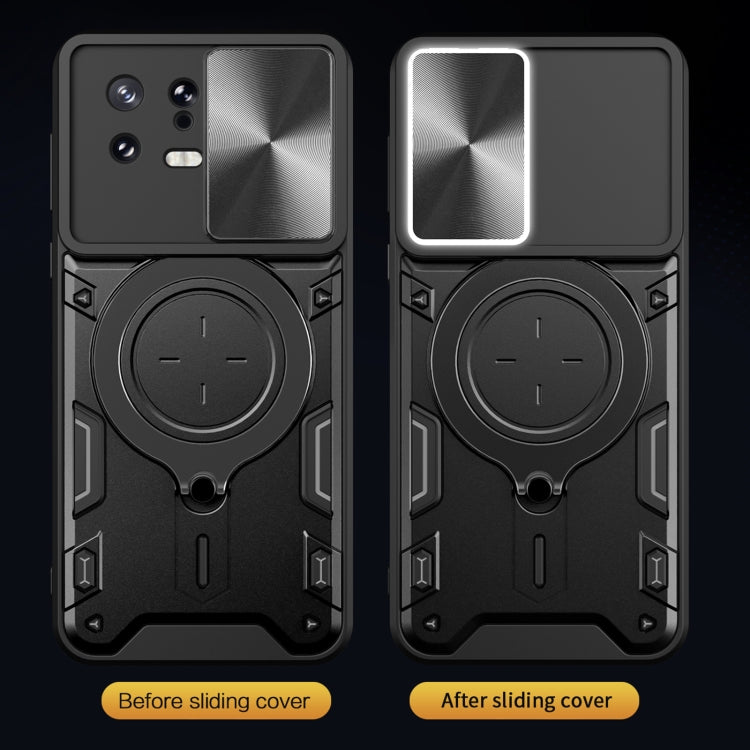 For Xiaomi 13 CD Texture Sliding Camshield Magnetic Holder Phone Case(Black) - free shipping - PMC TechLife - Order now!