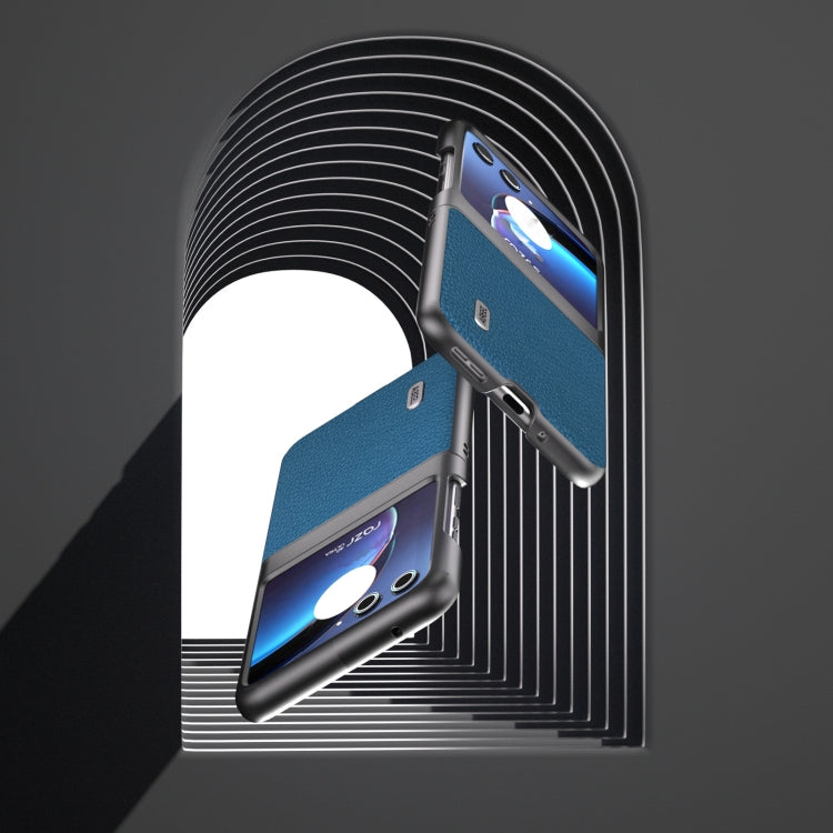 For Motorola Razr 40 Ultra ABEEL Genuine Leather Litchi Texture Phone Case(Blue) - free shipping - PMC TechLife - Order now!