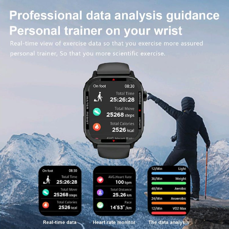 G96 1.85 inch HD Square Screen Rugged Smart Watch Support Bluetooth Calling/Heart Rate Monitoring/Blood Oxygen Monitoring(Black) - Smart Watches by PMC TechLife | Online Shopping South Africa | PMC TechLife