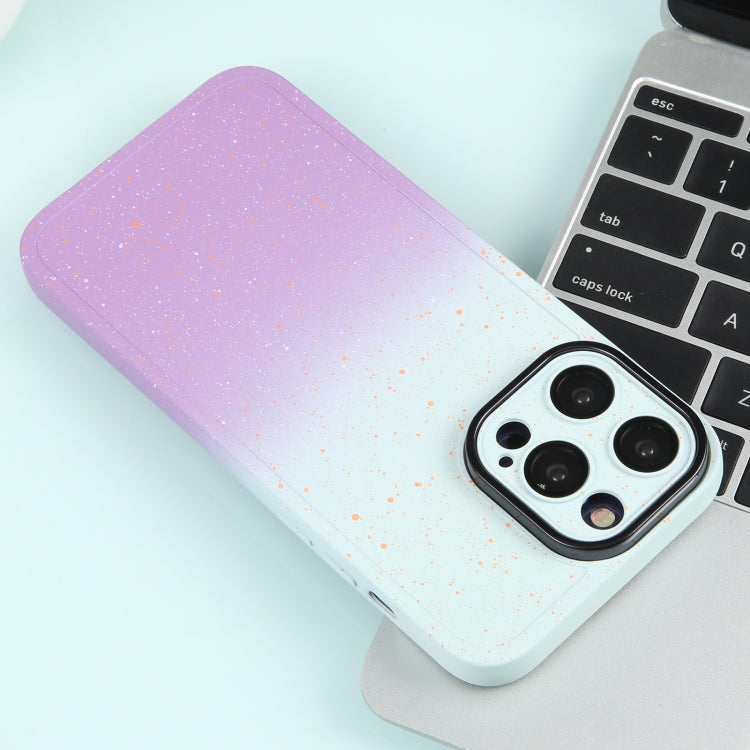For iPhone 14 Gradient Starry Silicone Phone Case with Lens Film(White Purple) - free shipping - PMC TechLife - Order now!