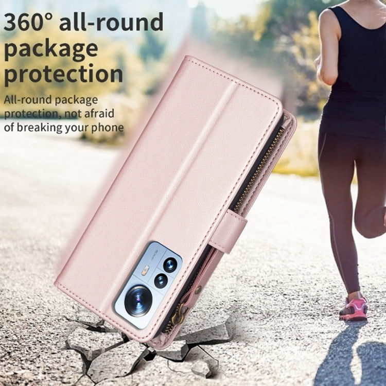 For Xiaomi 12 Pro 9 Card Slots Zipper Wallet Leather Flip Phone Case(Rose Gold) - free shipping - PMC TechLife - Order now!
