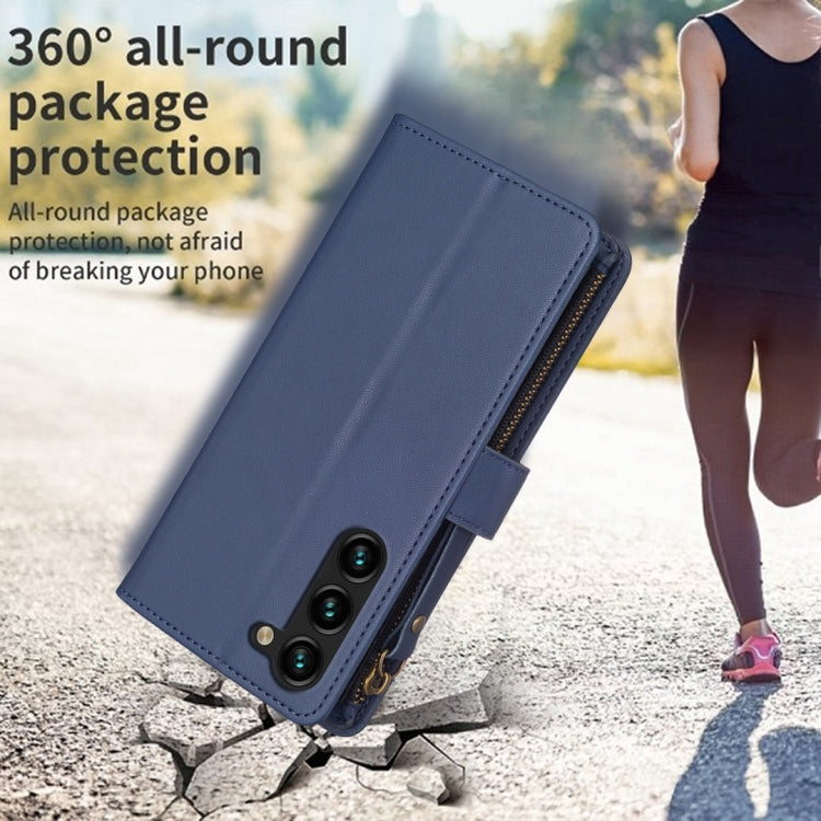 For Samsung Galaxy S23+ 5G 9 Card Slots Zipper Wallet Leather Flip Phone Case(Blue) - free shipping - PMC TechLife - Order now!