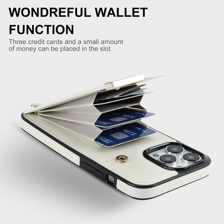 For iPhone 13 Pro Max Metal Buckle Card Slots Phone Case(White) - free shipping - PMC TechLife - Order now!