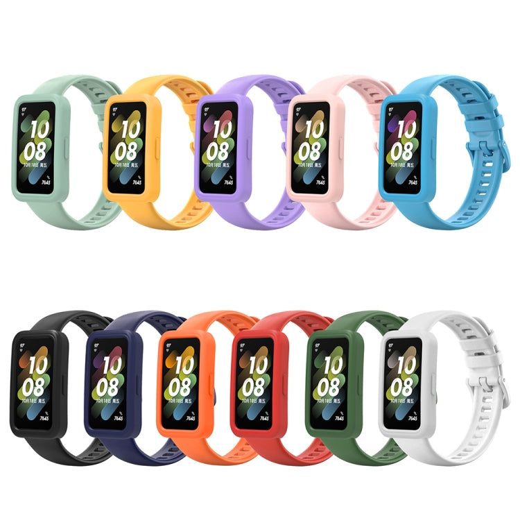For Huawei Band 8 Silicone Protective Case + Silicone Watch Band Kit(White) - Watch Bands by PMC TechLife | Online Shopping South Africa | PMC TechLife