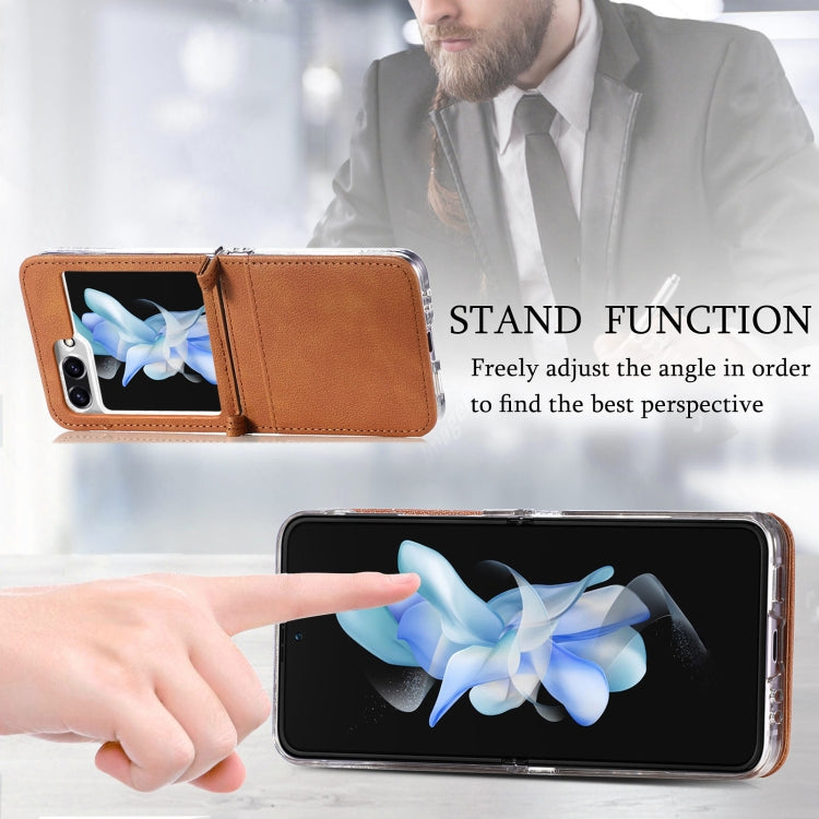 For Samsung Galaxy Z Flip5 Litchi Texture PU Card Fold Back Phone Case(Brown) - free shipping - PMC TechLife - Order now!