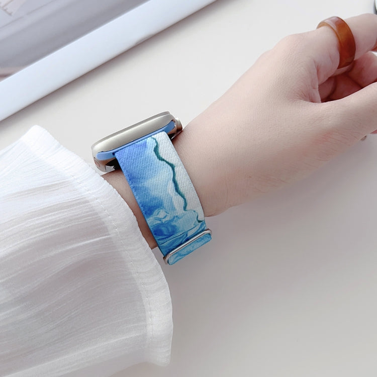 For Apple Watch 7 45mm Painted Pattern Nylon Replacement Watch Band(Geometric Rainbow) - Watch Bands by PMC TechLife | Online Shopping South Africa | PMC TechLife